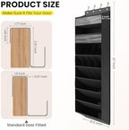 Mefirt 16-20 Pairs Over the Door Shoe Organizer, Clear Pockets Shoe Rack for Closet Door, Hanging Shoe Rack for Boots, Behind the Door Shoe Holder Fit All the Family's Sneakers, Boots, Heels, Black - Image 5