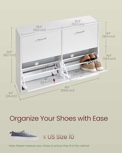 VASAGLE Shoe Cabinet with 4 Flip Doors, for 16-28 Pairs of Shoes - Image 2