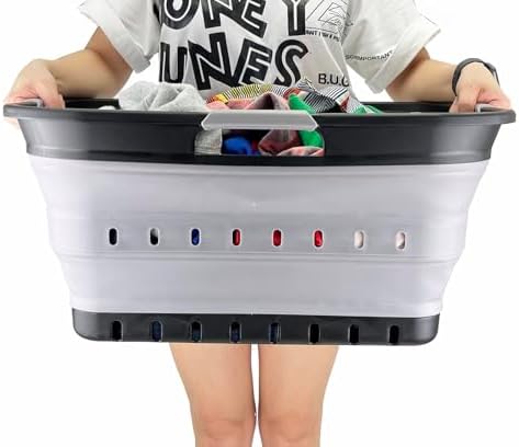 SAMMART 42L (11 gallon) Collapsible Plastic Laundry Basket - Foldable Pop Up Storage Container/Organizer - Space Saving Hamper/Basket (Black/Alloy Grey) - Image 7