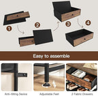 usikey Shoe Rack, 4 Tier Shoe Storage Organizer with 2 Drawers, Metal Shoe Shelf for 12-15 Pairs of Shoes, with 3 Oxford Fabric Shelves and Wooden Top, Shoe Stand for Entryway, Closet, Rustic Brown - Image 6