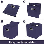 Fabric storage bins Cubes, Fabric Cube Organizer with Handle, Foldable Cube Bins for Cloth or Accessary Storage, 11x11x11, Set of 8, (Navy Blue) - Image 6