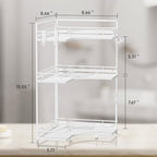 VITVITI 3 Tier Corner Bathroom Counter Organizer, Bathroom Countertop Organizer Storage for Sink, Metal Mesh Makeup Organizer for Vanity Countertop Kitchen with Hooks, White - Image 6