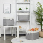 Bidtakay Large Storage Baskets for Organizing 3-Pack Fabric Closet Organizers Storage Bins with Handles 16x11.8x11.8 In Collapsible Baskets for Shelves Cloth Home Organization L-White&Grey - Image 4