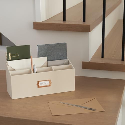 KIBAGA Stylish Linen Mail Organizer for Your Countertop – Easily Organizes Pens, Mail & More in Spacious Compartments on Any Desktop – The Perfect Desk Sorter for Paper & Office Essentials - Image 3
