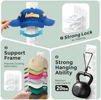 2 Pack Hat Organizer for Baseball Caps, Detachable DIY Hat Rack for Wall Hat Holder Hold up to 22 Hats, Baseball Cap Organizer Cap Holder Hat Hangers for Wall Closet Door Bedroom (C-White) - Image 6