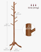 VASAGLE Solid Wood Coat Rack, Free Standing, Tree-Shaped, with 8 Hooks - Image 7