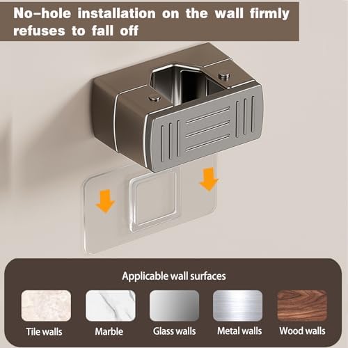 4 Pack Broom Holder Wall Mount,Self Adhesive Anti-Slip Mop and Broom Holder Wall Mount for Kitchen, Bathroom, Closet, Garden Garage, Gray - Image 5