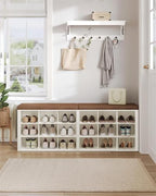 Hzuaneri Shoe Storage Bench with Cushion, Storage Bench with 18 Cubbies - Image 3