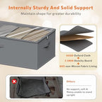 10inch 3 Pack Under Bed Storage Containers, 10 Inch Tall Underbed Clothes Storage Organizer Bin with Clear Window，Foldable Box Basket for Clothes, Closet, Bed Sheets and Blankets Gray - Image 4