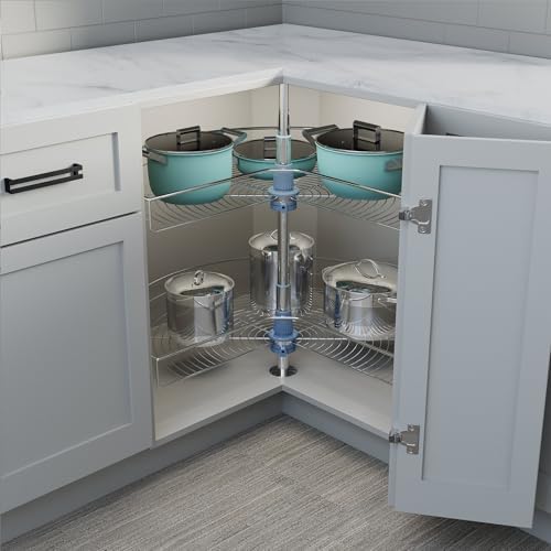 Dowell Base Cabinet Kidney Shape Dia.32 270° Lazy Susan, 2 Shelves, Kitchen Base Corner Cabinet Organizer (Chrome 4001 270 32) - Image 5