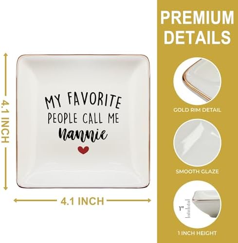 Nannie Gifts Jewelry Dish Tray, Best Grandma Mother's Day Birthday Gifts from Grandkids Ceramic Jewelry Tray for Rings Earring Bracelet Necklace, Grandmother Gift Trinket Dish for Women - Image 6