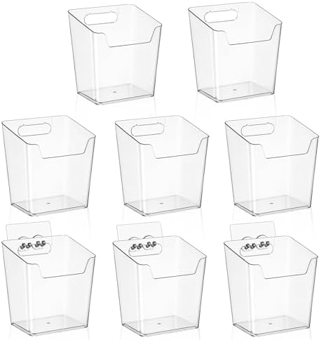 8-Pack Adhesive Cabinet Door Organizer Kitchen, Hanging Storage Bins, Stick on Small Wall Storage Container, Bathroom Floating Shelf Under Sink Caddy Spice Rack for Pantry Organizer, Office, Dorm by Hiopeak