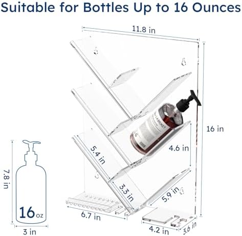 AITEE Acrylic Shower Caddy Organizer, Shampoo Holder Shelf Wall Mounted - Image 5