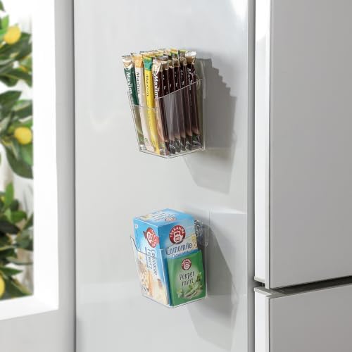 2-Pack Kitchen Cabinet Door Organizer Adhesive, Hanging Storage Bins, Stick on Wall Storage Container, Bathroom Floating Bins Wall Mounted Organizer Under Sink Caddy for Pantry Storage, Office, Dorm - Image 4