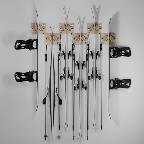 Gravity Grabber, The OG - Ski & Snowboard Wall Mount, Indoor Garage & Home Storage Organizer, Damage-Free Grip, Holds Skis/Boards/Poles/More, Space-Saving Premium Gear Rack, (Wood 6-Pack) - Image 2