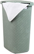 Mind Reader Slim Laundry Hamper with Lid, 60L Tall Clothes Basket, Narrow Tapered Design for Bathrooms, Closets and Laundry Rooms, Plastic, Mint by MindReader