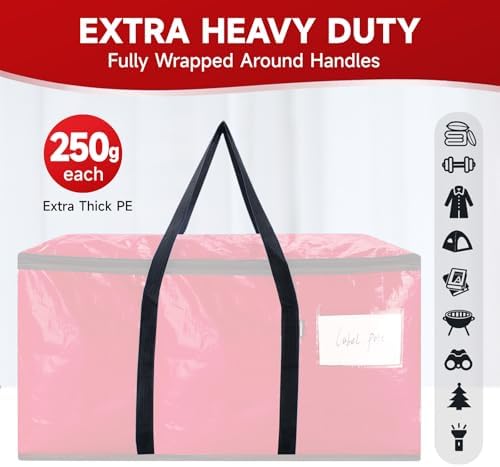 CONGREGATE Red Moving Bags Heavy Duty Extra Large CONGREGATE 8 Pack 97L Storage Totes Reinforced Handles Double Zipper Water Resistant For Dorm Moving Supplies - Image 5