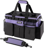 SCAVATA Wearable Cleaning Caddy Bag, Cleaning Caddy Supplies Organizer with Handle & Shoulder Straps for Housekeepers, Under Sink & Car Cleaning Tool Organizers with 4 Foldable Divider (Purple) by Tidyyourlife