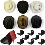 Modern JP Adhesive Hat Hooks for Wall (8-Pack) - Cowboy Hat Rack, Wide Brim Hat Organizer, Strong Hold Hat Hangers for Wall - Black by ModernJP