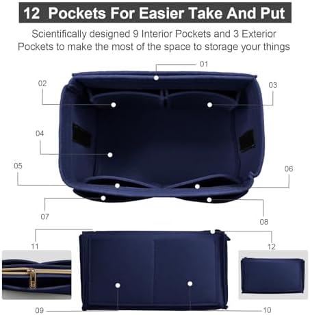 OMYSTYLE Purse Organizer Insert, Felt Tote Bag Organizer Insert with 5 Sizes, Handbag Dividers for Inside Purse, Compatible with Longchamp, Neverful, Speedy and More - Image 3