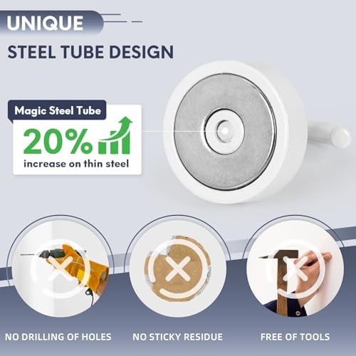 Neosmuk Magnetic Hooks Steel Tube Design for Cruise,40lb+ White,10 Pack - Image 3