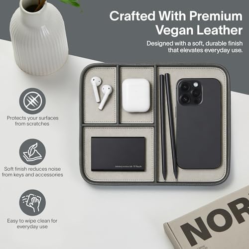 Nordik Leather Valet Tray - Medium EDC Tray - Sahara Gray 9.5 x 7.9 in - Image 5