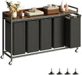 Herture Laundry Hamper with Shelf, Laundry Basket 5 Section, Laundry Sorter with Pull-Out Removable Large Bags and Movable Wheels, Metal Frame, 5 x 15.87 Gallons (60L), Rustic Brown + Black PF08XLY by Herture