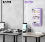 EasyPAG 8 Pocket Mesh Wall File Organizer, Hanging Paper Folder Holder with Classify Label, Vertical Wall Mount Mail Organizer for Office Home Classroom, Purple - Image 5