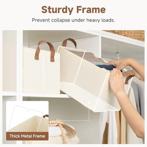 StorageWorks Closet Storage Bins, Shelves Baskets, Beige, 2-Pack - Image 4