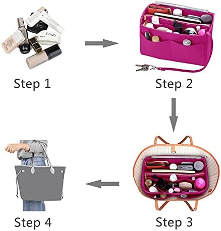 ZTUJO Purse Organizer Insert, Felt Bag Organizer with Metal Zipper, Handbag & Tote Shaper, For Speedy Neverfull Tote, 7 Sizes - Image 6