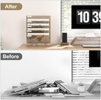 EasyPAG 5 Tier Wall File Holder, Mesh Hanging Folder Organizer with Classify Label, Versatile Desk File Holder, Vertical Wall Mounted Mail Organizer for Office Home Cubicle, Gold - Image 4