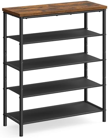 VASAGLE 5-Tier Shoe Rack, 12-16 Pairs, Steel Frame by Unknown