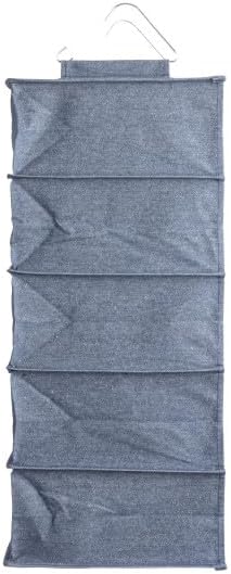 Household Essentials Hanging Cotton Blend and Plastic Closet Shoe Organizer with 10 Storage Compartments, Denim - Image 11