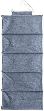 Household Essentials Hanging Cotton Blend and Plastic Closet Shoe Organizer with 10 Storage Compartments, Denim - Image 11
