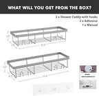 Moforoco Shower Caddy Shelf Organizer Rack, Self Adhesive Black Bathroom Shelves Basket, Home Farmhouse Wall Inside Organization and Storage Decor Rv Accessories, First Camper Apartment Essentials - Image 4