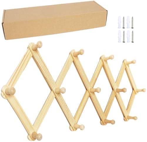 AMAPON Accordion Wall Hanger Expandable Coat Hat Rack13 Peg Hook 2 Pack by AMAPON