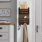 BTY Mail Holder for Wall, Wooden Mail Sorter with 4 Key Hooks, 2 Slot Wall Mounted Mail Sorter Letter Bills Newspaper Magazine Organizer for Entryroom Hallway Office Garage, Rustic Brown - Image 5