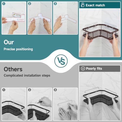 Veken Large Capacity Corner Shower Caddy 6-Pack, Advanced Rustproof Design - Image 7