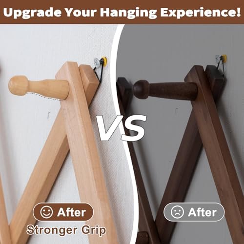 SCUNDA Wall Rack with 20 Hooks, Wooden Wall Expandable Coat Rack for Coat, Hats, Baseball Caps, Coffee Mug, Jewelry(Natural) - Image 3