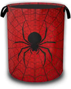 Red Spider Web Laundry Baskets,Laundry Hamper,Storage Basket with Handles for Bathroom Bedroom College Dormitory Living Room Nursery Organizer 16"x20.8" by Unknown