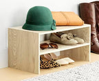 Whitmor Stackable 31" Extra Wide 2-Shelf Storage Organizer, Light Brown，2 Pack - Image 2