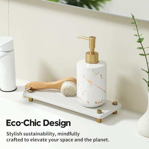 Stone Drying Tray, Gold Sink Caddy, Water Absorbing Faucet Mat Kitchen Sink Organizer, Diatomite Bathroom Counter Coaster, Soap Dish Rack Riser Dispenser Sponge Holder, Beige 10" x 4" - Image 5