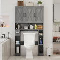 Vabches Over The Toilet Storage Cabinet with 3 Barn Doors.Wash Grey by Vabches