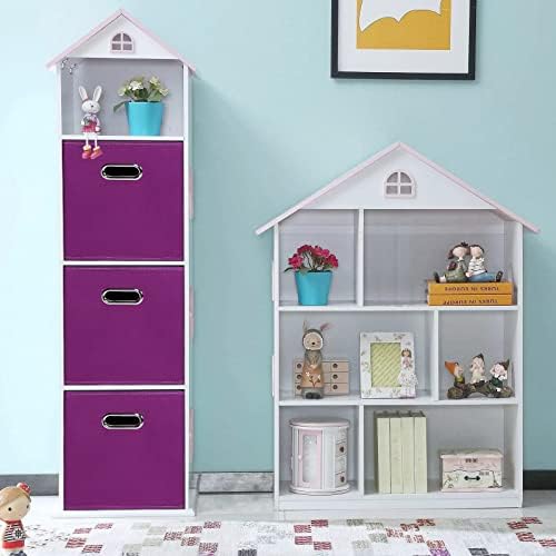 Fabric storage bins Cubes, Fabric Cube Organizer with Handle, Foldable Cube Bins for Cloth or Accessary Storage, 11x11x11, Set of 6, (Purple) - Image 5