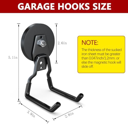 3-H Heavy Duty Magnetic Hooks,No-Drill Garage Power Tool Holder, 4 Pack - Image 4