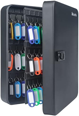 Uniclife 100 Position Key Cabinet with Combination Lock Resettable Black Digital Security Storage Box Steel Key Organizer with Colorful Key Tag Labels Stickers and Hooks by UnicLife