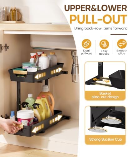 Homde Sliding Under Sink Organizer: 2-Pack Pull-Out Rack for Kitchen - Image 5