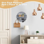 Key Holder for Wall, Key and Mail Holder Organizer with - Key Holder Wall Mount - Round Wooden Rustic Home Decor for Entryway, Mudroom, Hallway, Kitchen Office (Gray) - Image 3
