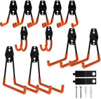 Garage Hooks, 12 Pack Wall Hooks for Hanging Heavy Duty Ladders, Bikes, Tools Ideal for Garage, Garden, Basement Utility Room Storage (Orange) by CRXCRC