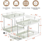 Delamu 2-Tier Multi-Purpose Bathroom Under Sink Organizers and Storage, Stackable Kitchen Pantry Organization, Pull Out Medicine Cabinet Organizer with Movable Dividers, Light Green, 4 Pack - Image 2
